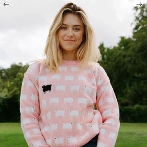 Rowing Blazers Warm & Wonderful Women's Sheep Sweater Princess Diana Pink M